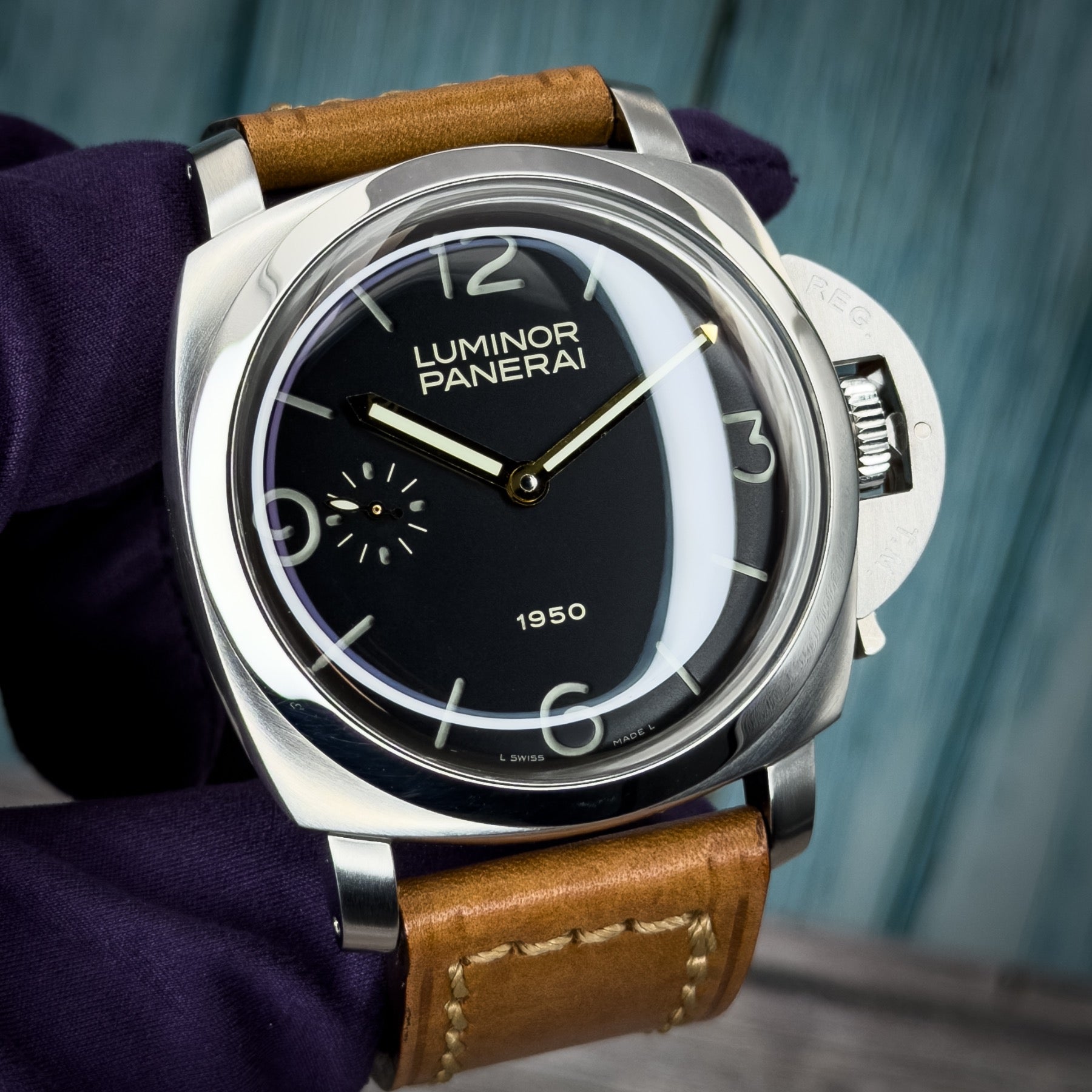 2003 Panerai Luminor 1950 "Fiddy" 47MM Black Dial Leather Strap (PAM00127)